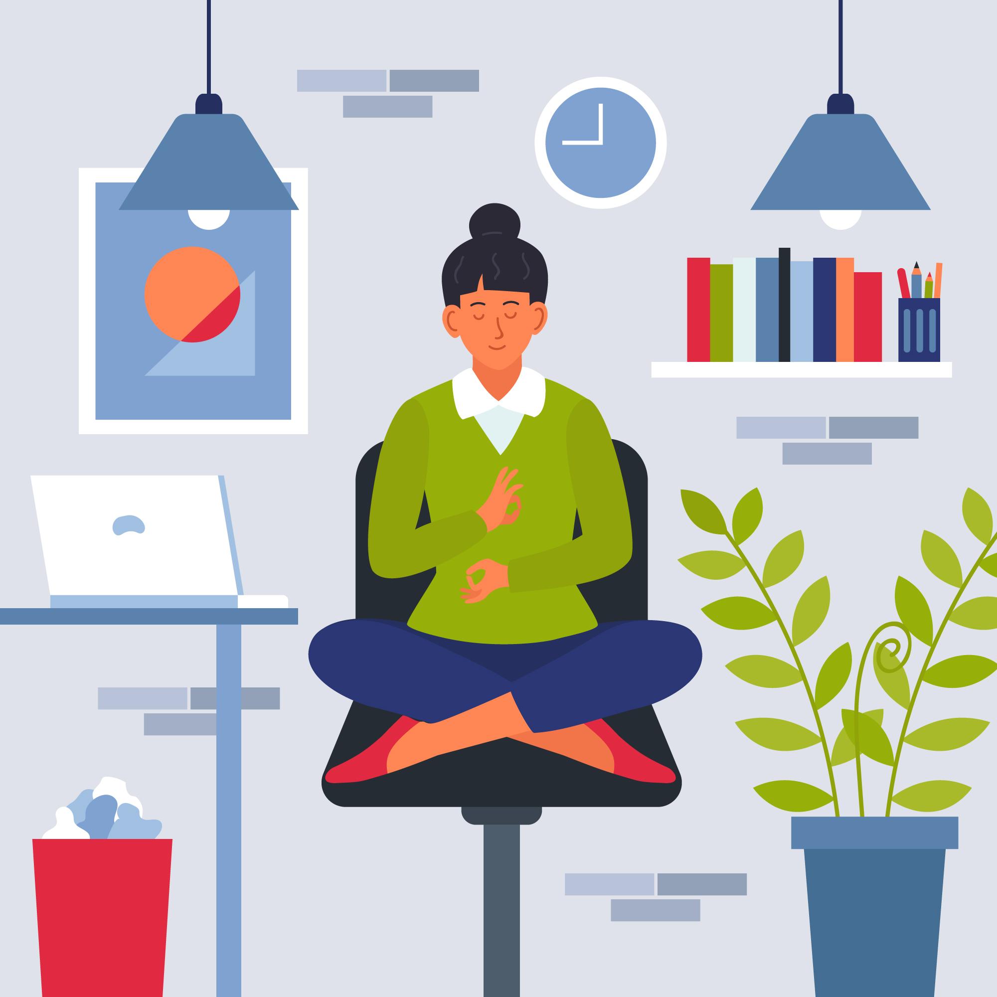 Illustration d’une personne en situation de bien-être au travail, représentant la santé mentale et l’équilibre professionnel en entreprise
