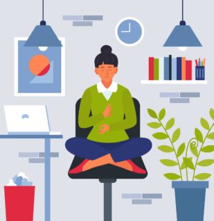 Illustration d’une personne en situation de bien-être au travail, représentant la santé mentale et l’équilibre professionnel en entreprise